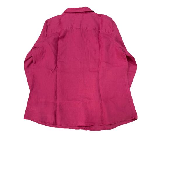 LL Bean 100% Linen XL Button up Shirt Roll Tab Pink Pockets Minimalist City Chic - Picture 2 of 8